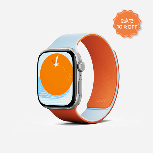 サンライズオレンジメミストブルーのApple Watch用マグネット式シリコンバンド